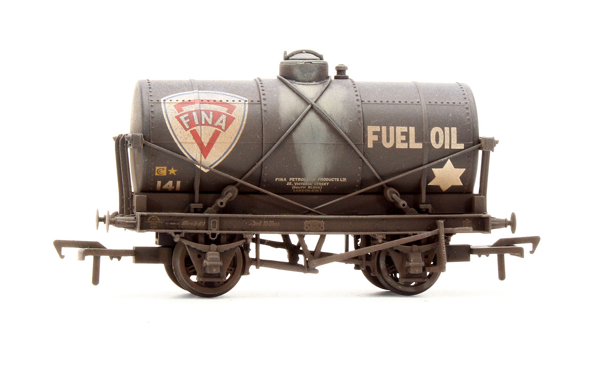 Pre-Owned 14 Ton Tank Wagon 'Fina' Black No.141 - Custom Weathered