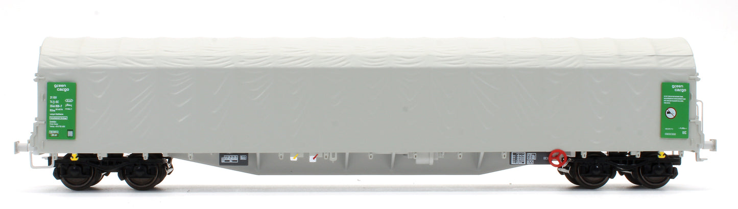 Pre-Owned Set of 2 Green Cargo Rils S-GC Long Bogie Canvas Covered wagon