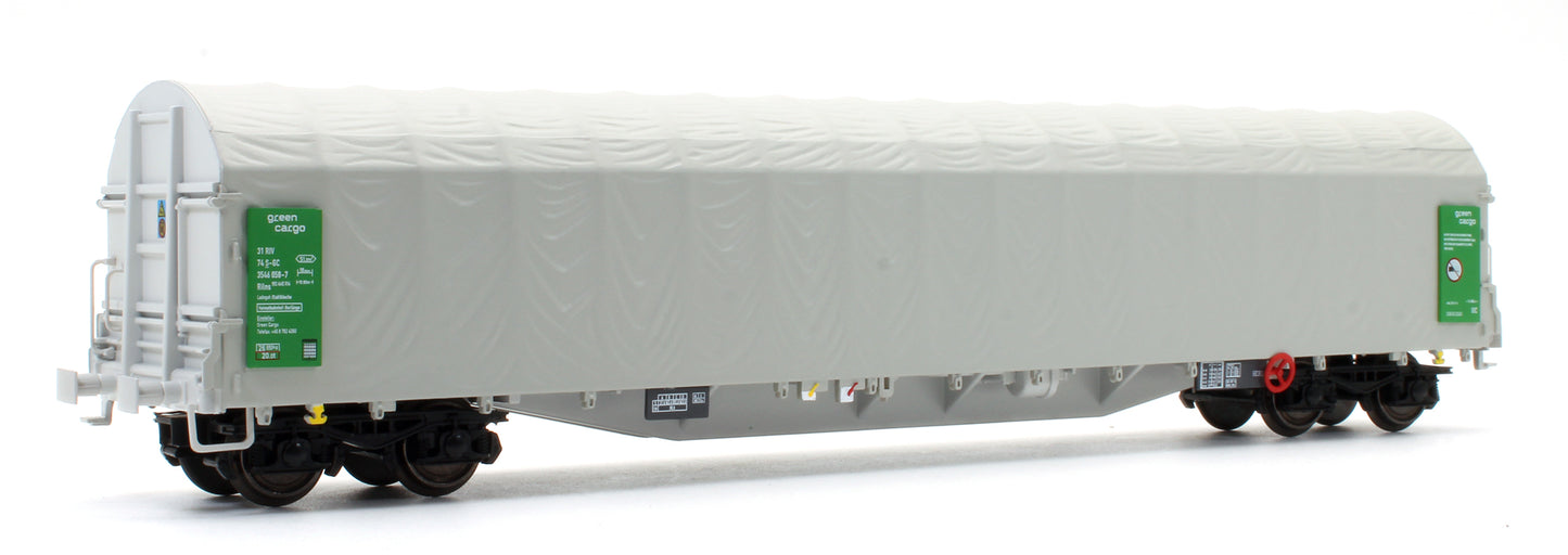 Pre-Owned Set of 2 Green Cargo Rils S-GC Long Bogie Canvas Covered wagon