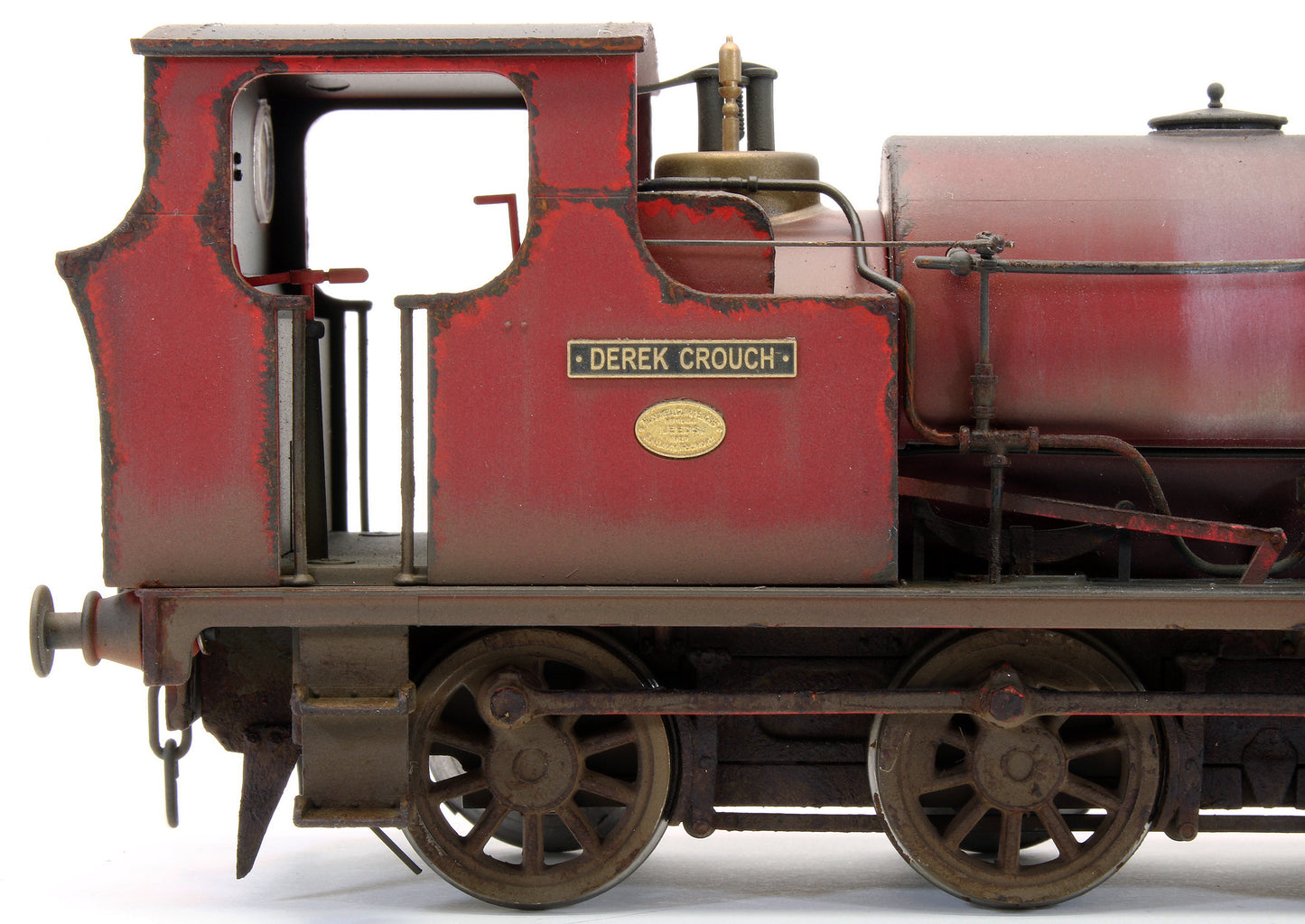 Bespoke Weathered Hudswell Clarke 'Derek Crouch' 0-6-0 Tank Maroon Steam Locomotive - Deluxe Finish, Namplate Added, Works Plate Added