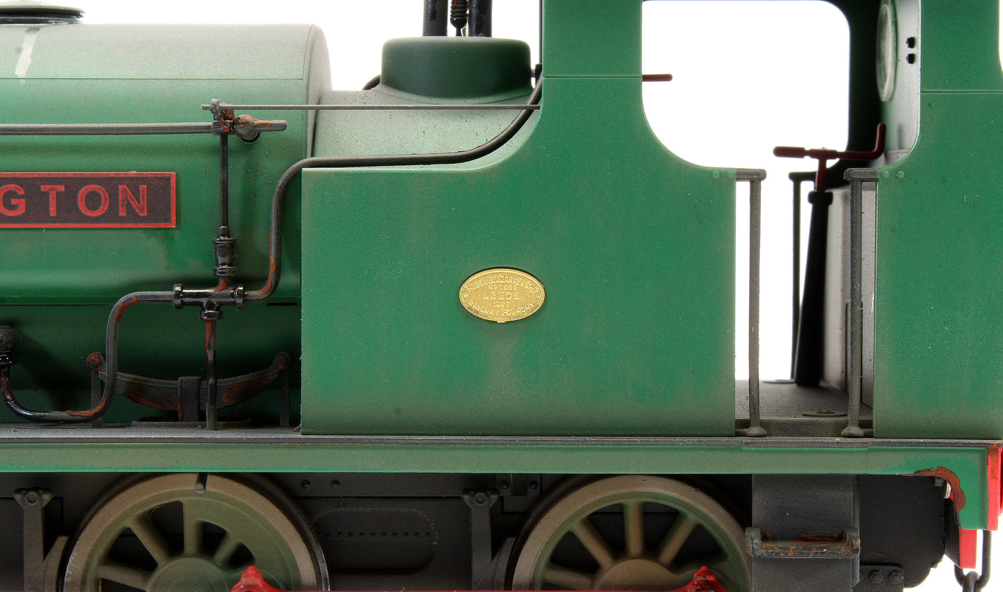 Bespoke Weathered Hudswell Clarke 'Wissington' 0-6-0 Tank Green Steam Locomotive - Heavy Finish, Nameplate Added, Works Plate Added