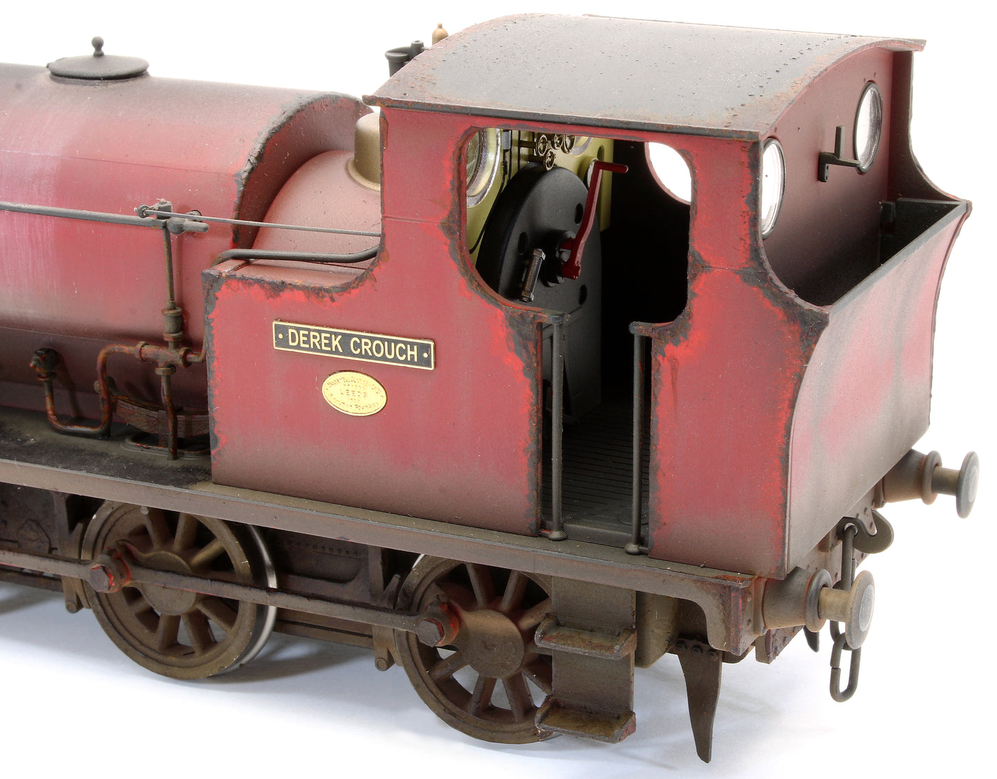 Bespoke Weathered Hudswell Clarke 'Derek Crouch' 0-6-0 Tank Maroon Steam Locomotive - Deluxe Finish, Namplate Added, Works Plate Added