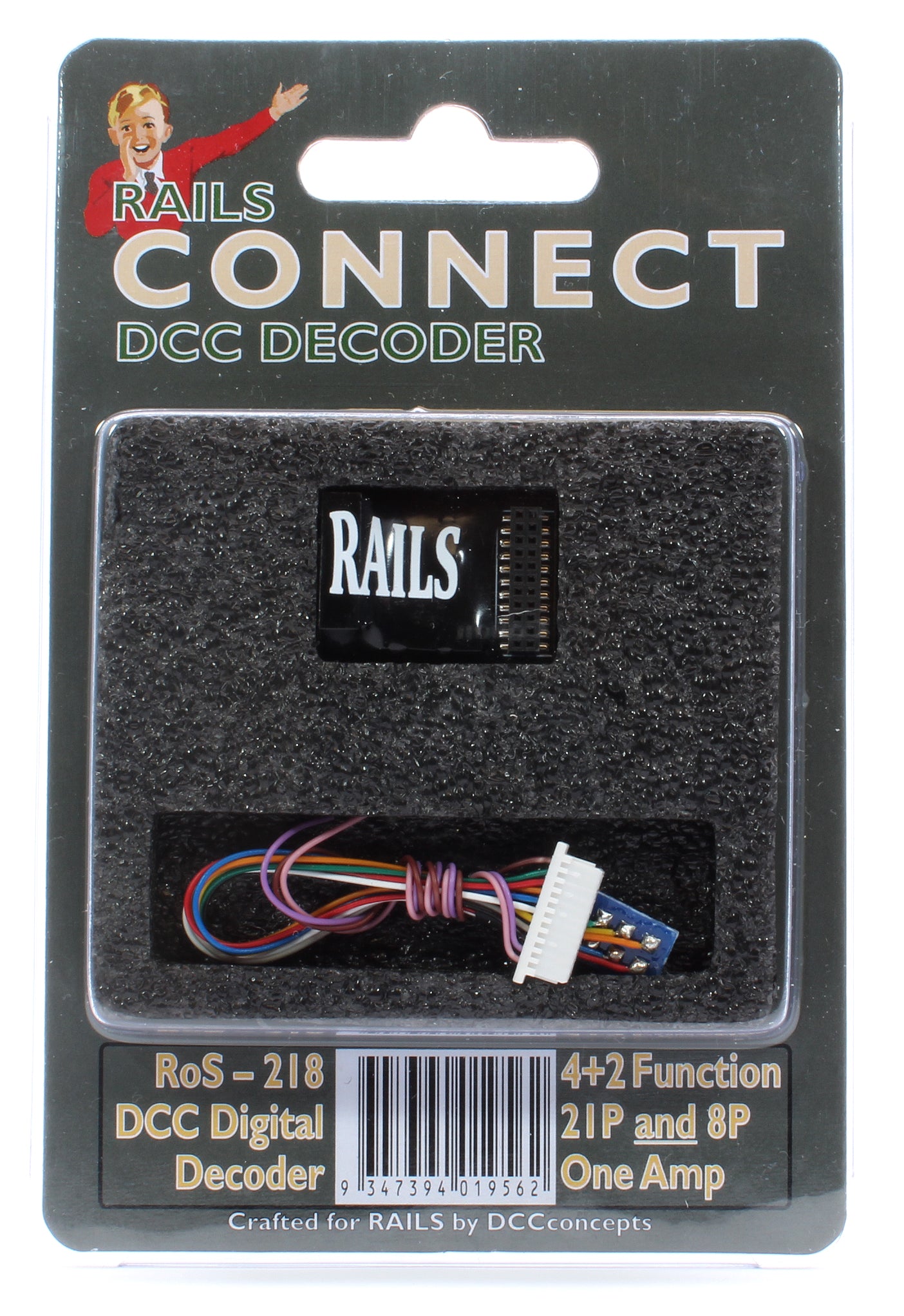 Rails Connect Decoder, 21 Pin Direct (8 Pin Harness) 4+2 Function Decoder