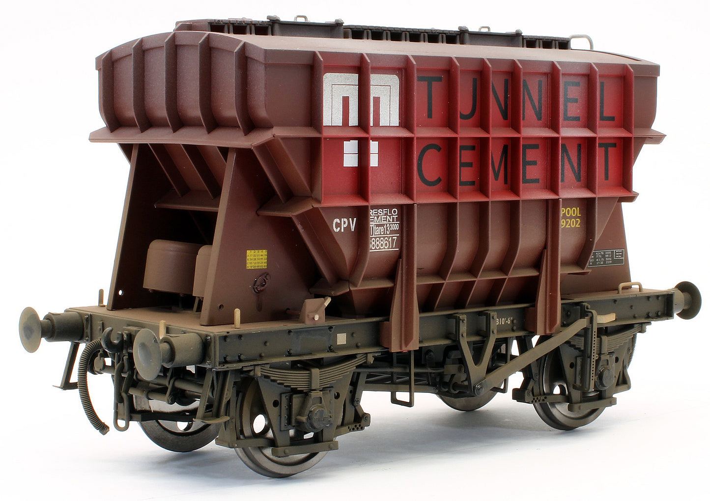 E3002UMW Bespoke Weathered Presflo Wagon 'Tunnel Cement' Bauxite B888617 - Medium Finish, Renumbered