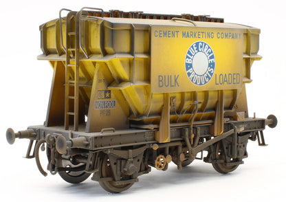 E3003UHW Bespoke Weathered Presflo Wagon 'Blue Circle' Yellow Un-Numbered - Heavy Finish