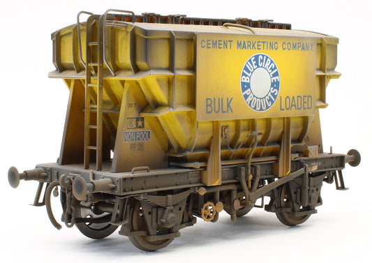 E3003UHW Bespoke Weathered Presflo Wagon 'Blue Circle' Yellow Un-Numbered - Heavy Finish