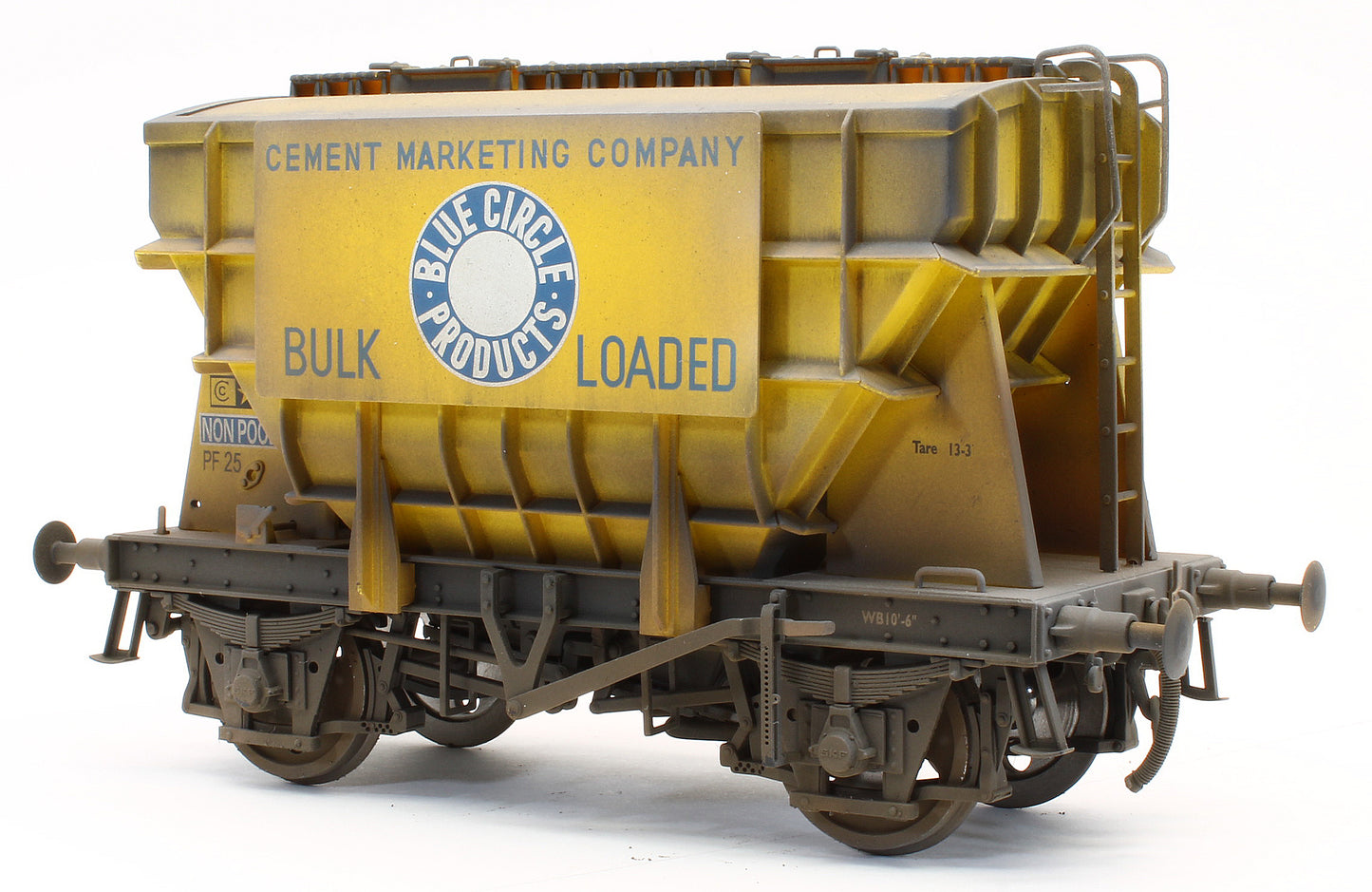 E3003UHW Bespoke Weathered Presflo Wagon 'Blue Circle' Yellow Un-Numbered - Heavy Finish
