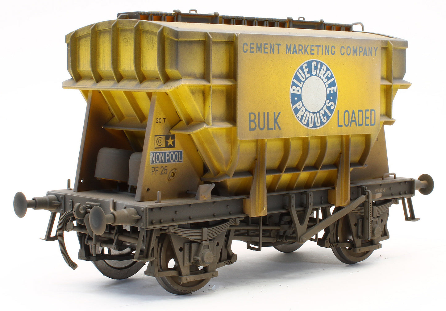 E3003UHW Bespoke Weathered Presflo Wagon 'Blue Circle' Yellow Un-Numbered - Heavy Finish