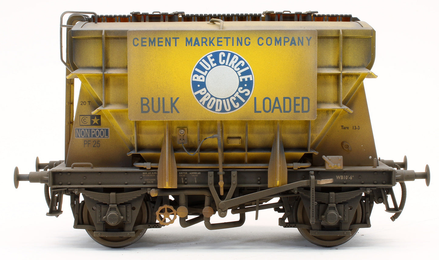 E3003UHW Bespoke Weathered Presflo Wagon 'Blue Circle' Yellow Un-Numbered - Heavy Finish