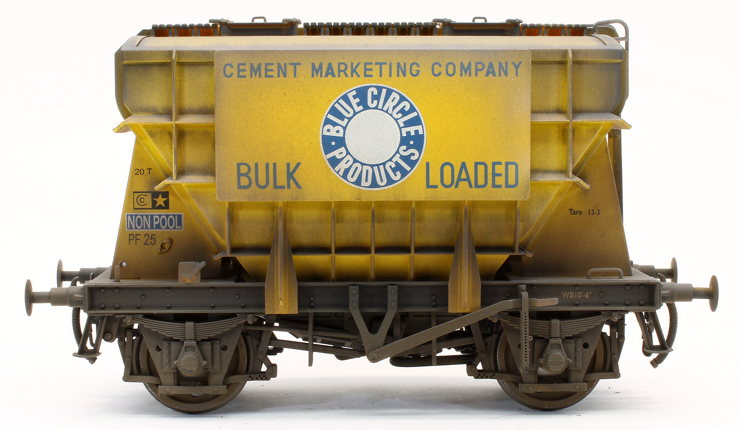 E3003UHW Bespoke Weathered Presflo Wagon 'Blue Circle' Yellow Un-Numbered - Heavy Finish