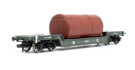 Pre-Owned Bogie Well Wagon LNER Grey With Boiler Load