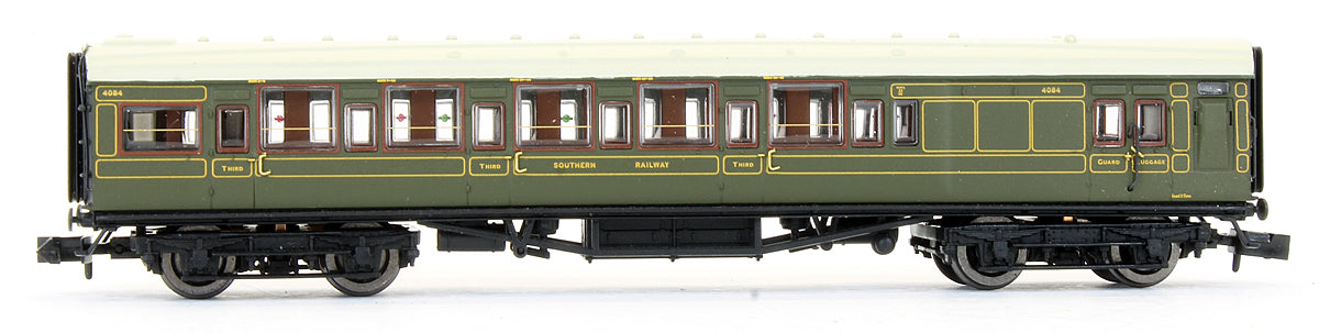 Pre-Owned Southern Maunsell High Window Lined Olive Green 6 Coach Set #456
