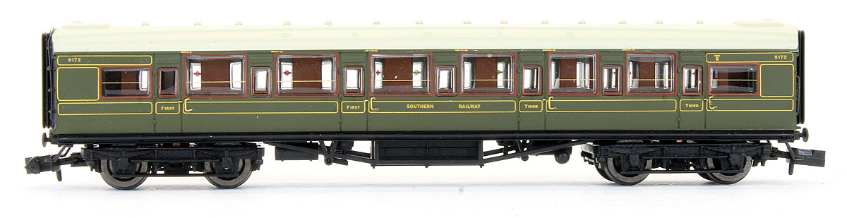 Pre-Owned Southern Maunsell High Window Lined Olive Green 6 Coach Set #456