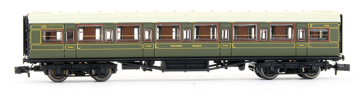 Pre-Owned Southern Maunsell High Window Lined Olive Green 6 Coach Set #456