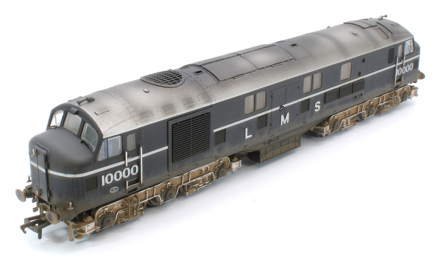 31-999ZW Bespoke Weathered LMS 10000 Black & Chrome With LMS Lettering Diesel Locomotive - Medium Weathered