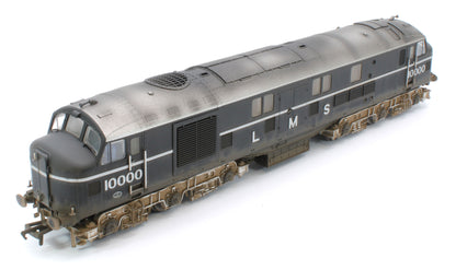31-999ZW Bespoke Weathered LMS 10000 Black & Chrome With LMS Lettering Diesel Locomotive - Medium Weathered