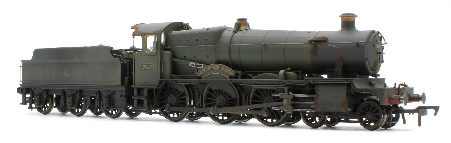 4S-001-013W Garsington Manor BR Lined Green Late Crest 78xx Manor Class 4-6-0 Steam Locomotive No.7817 - Heavy Weathered