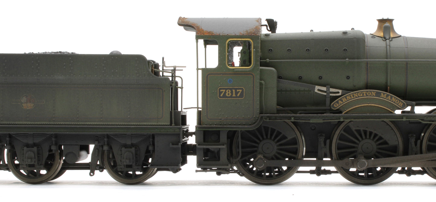 4S-001-013W Garsington Manor BR Lined Green Late Crest 78xx Manor Class 4-6-0 Steam Locomotive No.7817 - Heavy Weathered