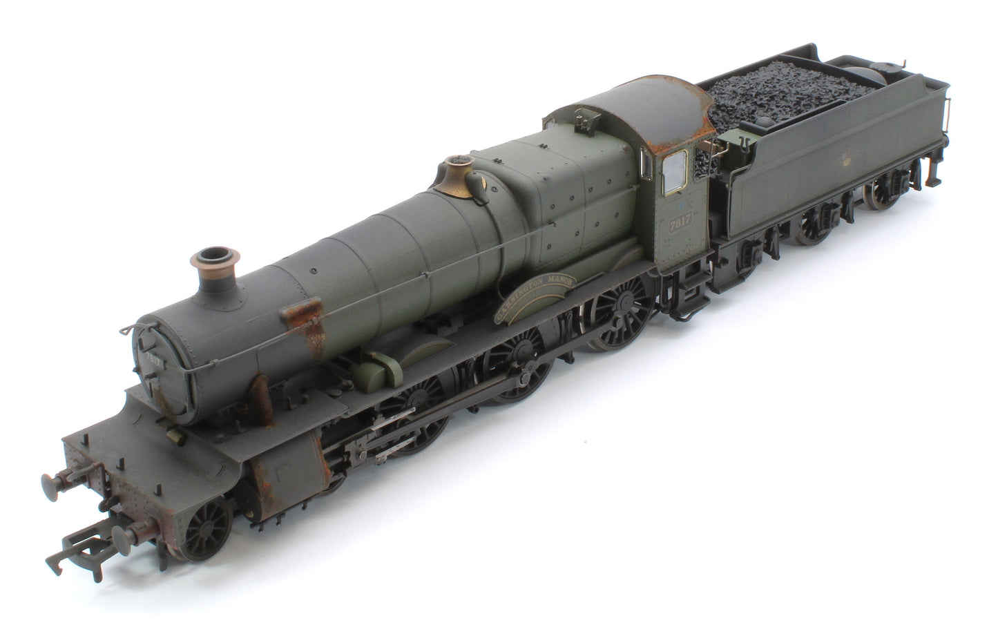 4S-001-013W Garsington Manor BR Lined Green Late Crest 78xx Manor Class 4-6-0 Steam Locomotive No.7817 - Heavy Weathered