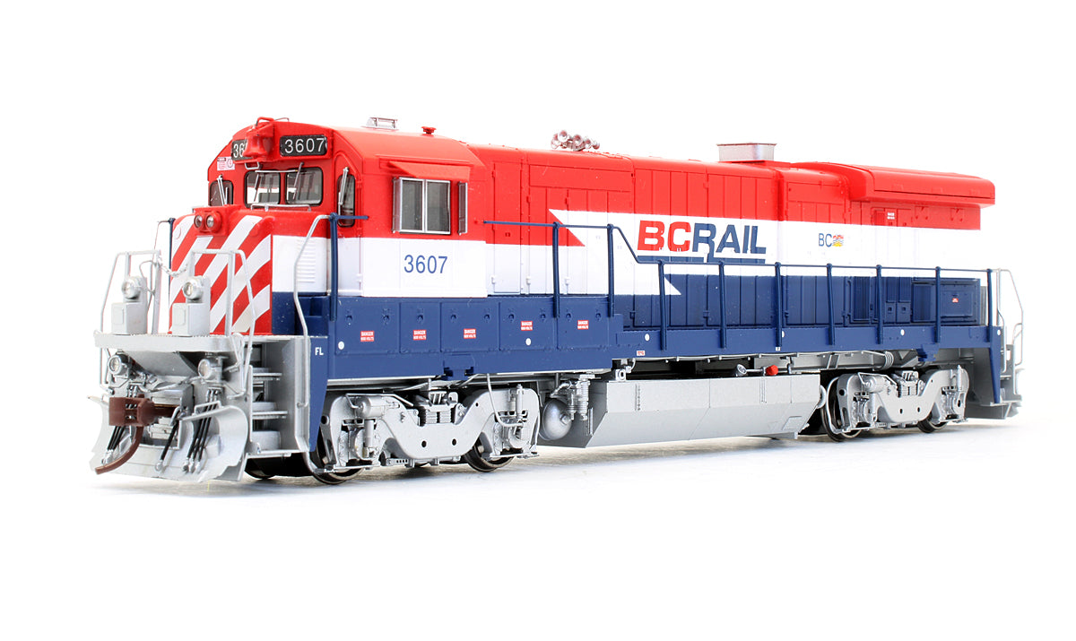 Pre-Owned GE B38-7 Diesel Locomotive British Columbia Railway Red, White & Blue - Road #3607