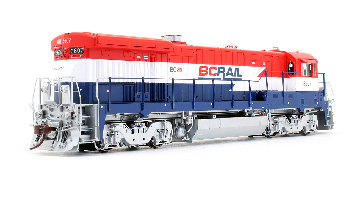 Pre-Owned GE B38-7 Diesel Locomotive British Columbia Railway Red, White & Blue - Road #3607