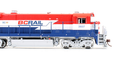 Pre-Owned GE B38-7 Diesel Locomotive British Columbia Railway Red, White & Blue - Road #3607