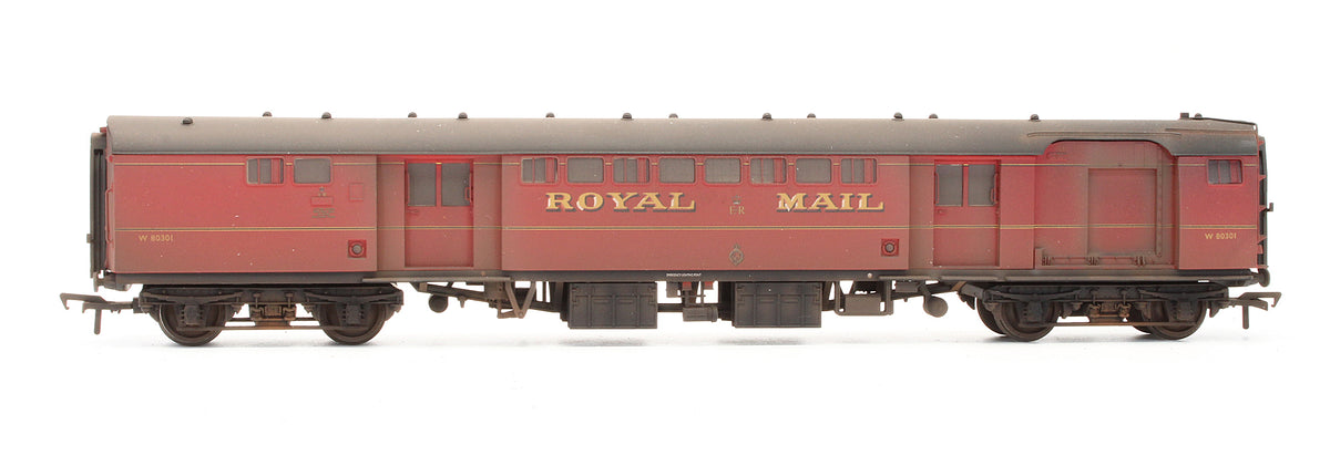Pre-Owned BR MK1 POS Post Office Sorting Van Post Office Red W80301 - Custom Weathered