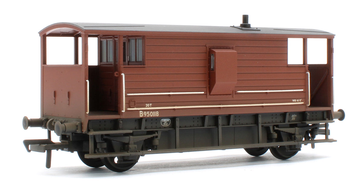38-977 Pre-Owned LMS 20T Brake Van BR Bauxite (Early) No. B950118 - Weathered