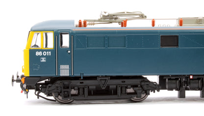 Class 86 BR Rail Blue 86011 with FYE, Orange Cantrail Warning Stripe (Faiveley Pantograph) (V3a) Electric Locomotive