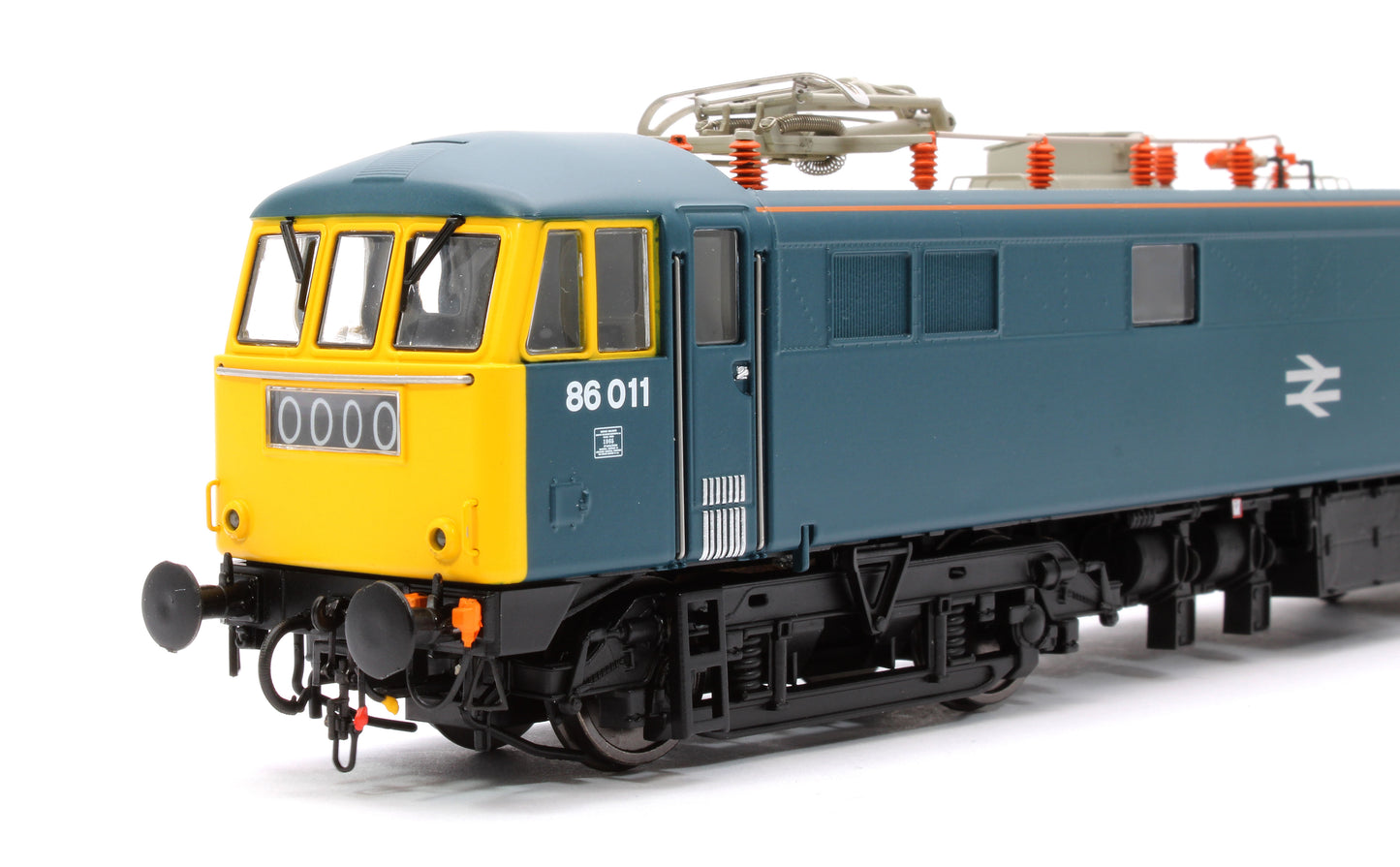 Class 86 BR Rail Blue 86011 with FYE, Orange Cantrail Warning Stripe (Faiveley Pantograph) (V3a) Electric Locomotive