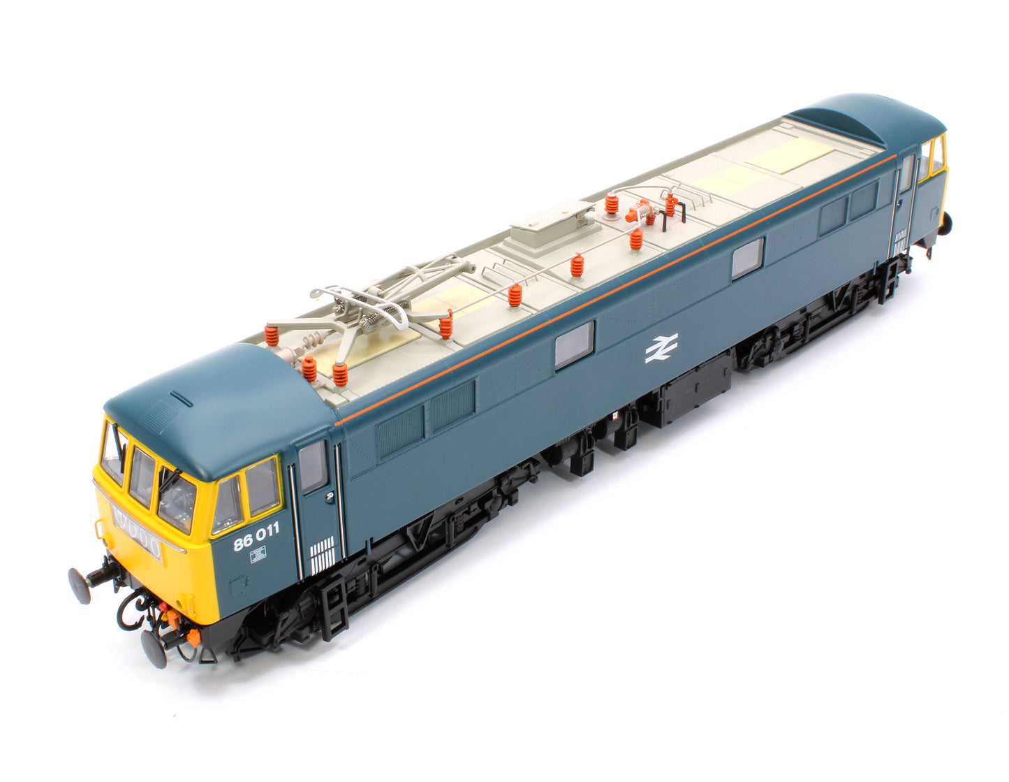 Class 86 BR Rail Blue 86011 with FYE, Orange Cantrail Warning Stripe (Faiveley Pantograph) (V3a) Electric Locomotive