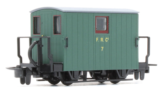 GR582A 4 Wheel Ffestiniog Railway Quarryman Brake Van, Double Balcony 1920s Green No.7