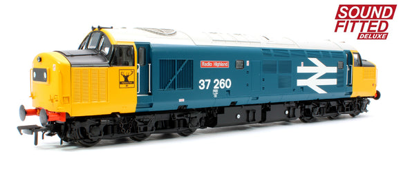 Class 37/0 Centre Headcode 37260 'Radio Highland' BR Blue (Large Logo) Diesel Locomotive - DCC Sound Deluxe