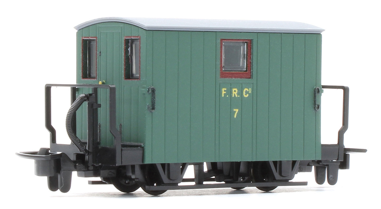 GR582A 4 Wheel Ffestiniog Railway Quarryman Brake Van, Double Balcony 1920s Green No.7
