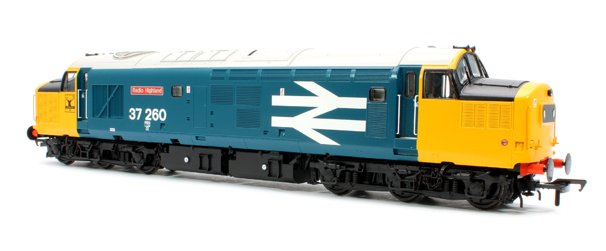 Class 37/0 Centre Headcode 37260 'Radio Highland' BR Blue (Large Logo) Diesel Locomotive - DCC Sound Deluxe