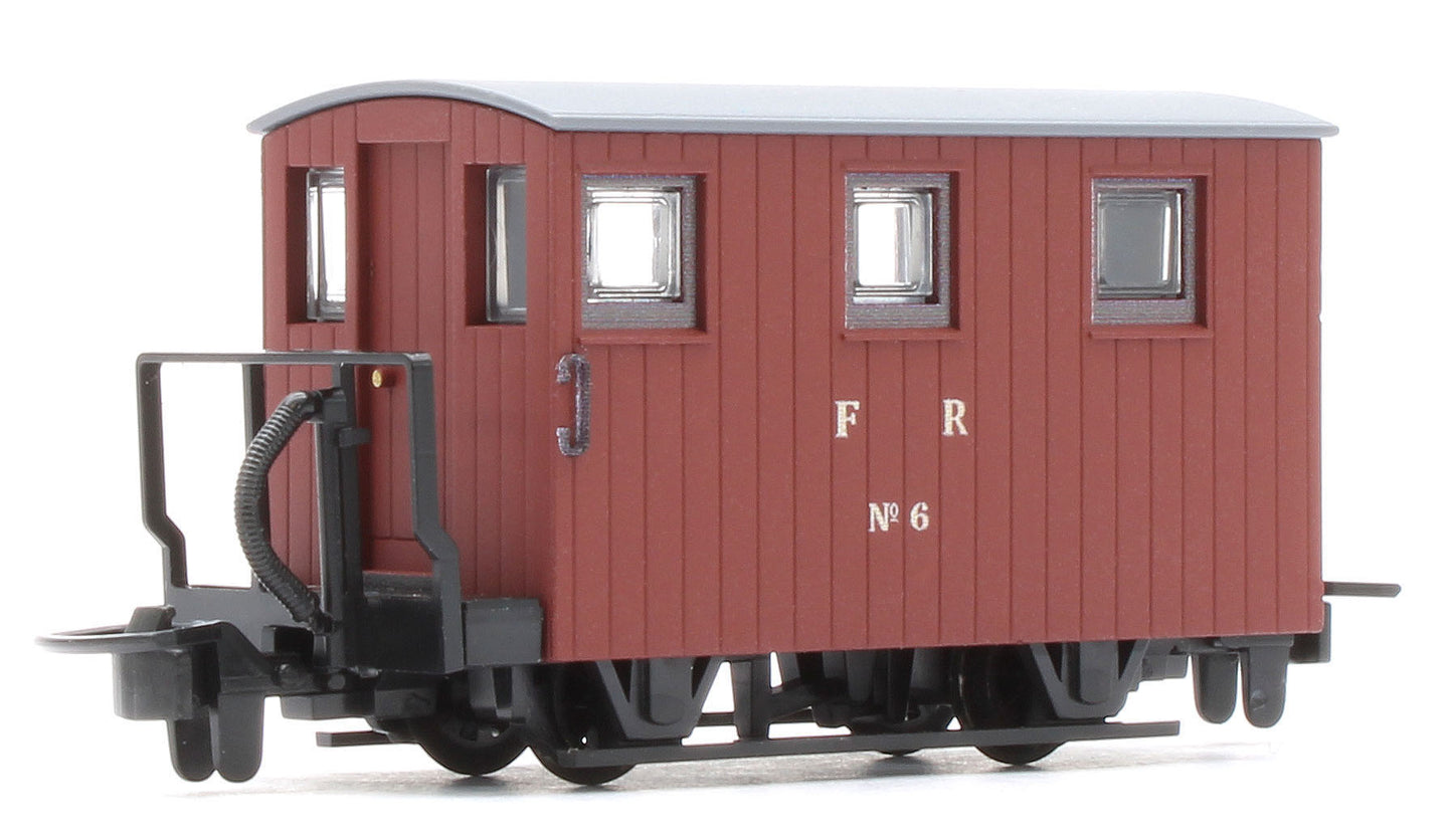 GR591A 4 Wheel Ffestiniog Railway Brake Van Single Balcony Brown No.6