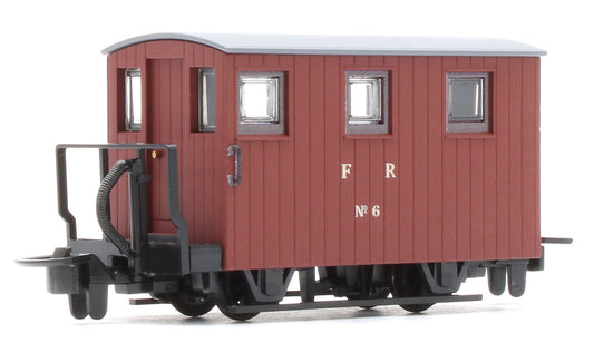 GR591A 4 Wheel Ffestiniog Railway Brake Van Single Balcony Brown No.6