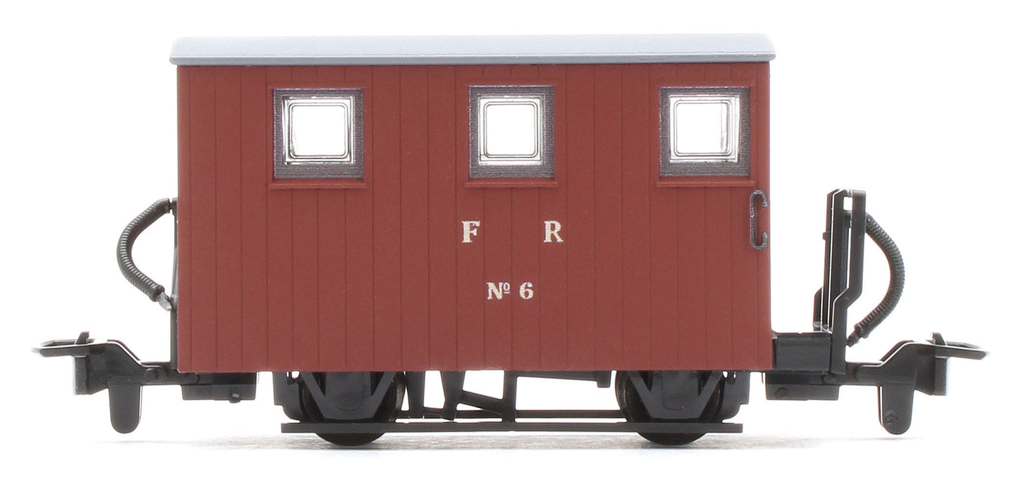 GR591A 4 Wheel Ffestiniog Railway Brake Van Single Balcony Brown No.6