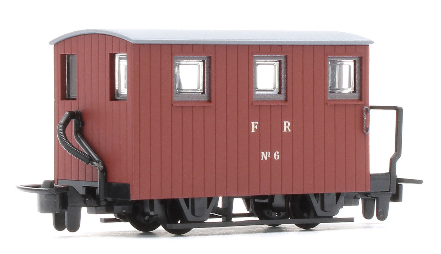 GR591A 4 Wheel Ffestiniog Railway Brake Van Single Balcony Brown No.6