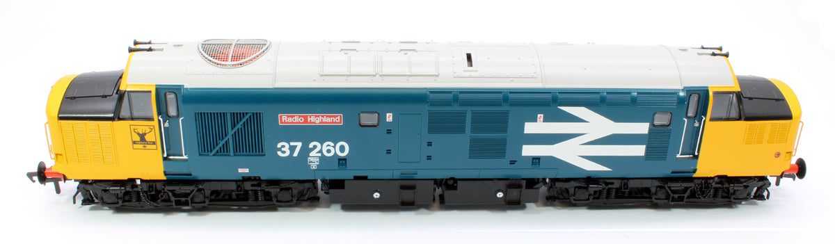 Class 37/0 Centre Headcode 37260 'Radio Highland' BR Blue (Large Logo) Diesel Locomotive - DCC Sound Deluxe