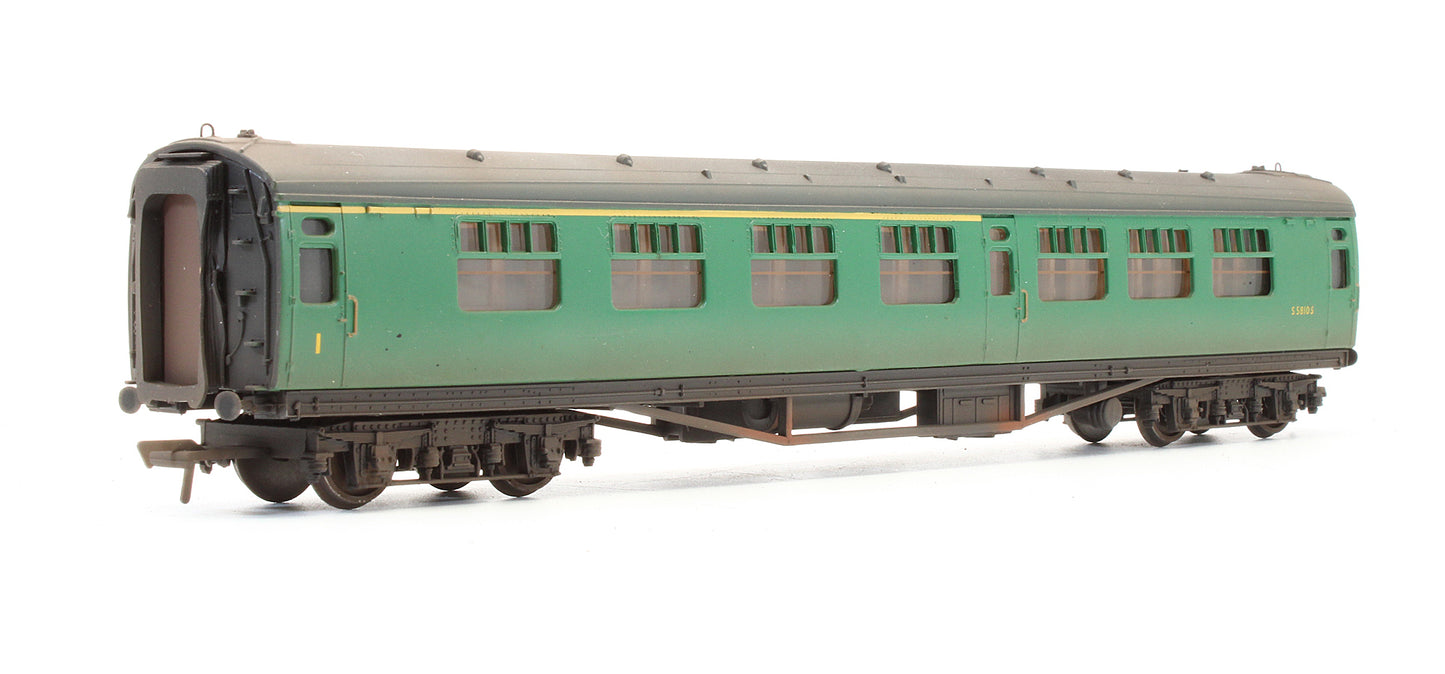 Pre-Owned 34-550B BR Green (Yellow First Line) 63ft Bulleid Corridor Composite Coach 'S5810S' - Custom Weathered