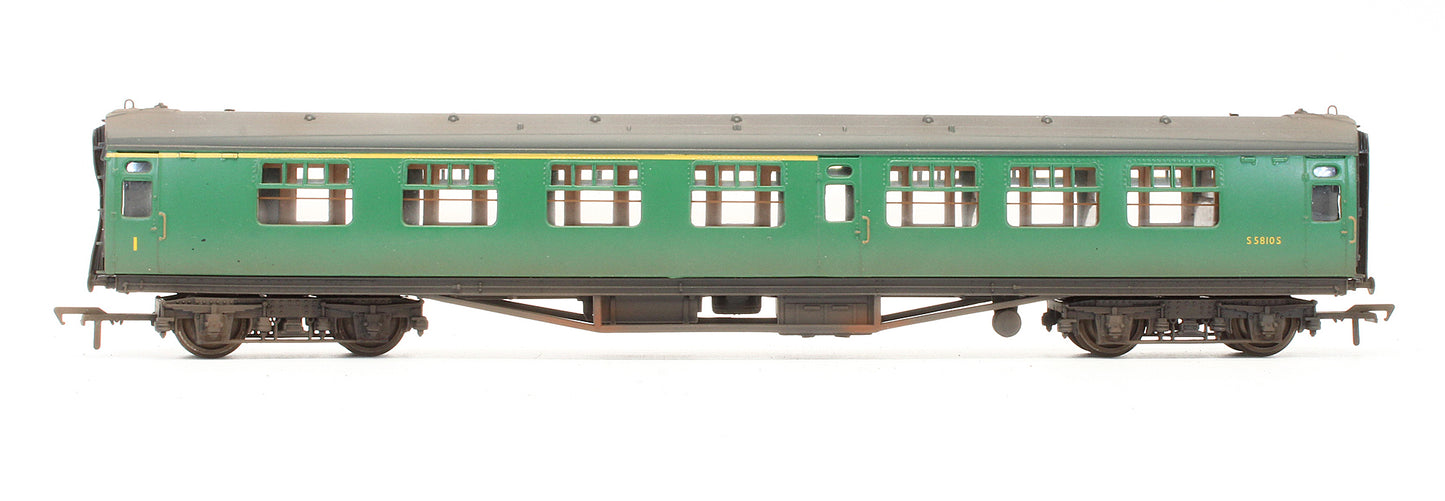 Pre-Owned 34-550B BR Green (Yellow First Line) 63ft Bulleid Corridor Composite Coach 'S5810S' - Custom Weathered
