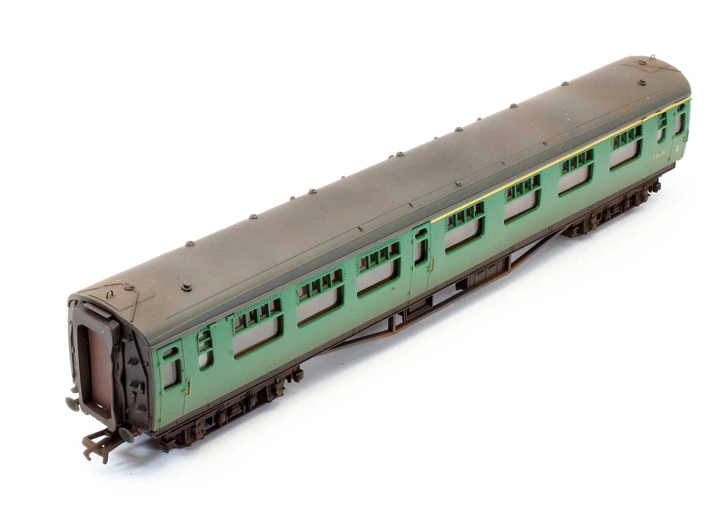 Pre-Owned 34-550B BR Green (Yellow First Line) 63ft Bulleid Corridor Composite Coach 'S5810S' - Custom Weathered