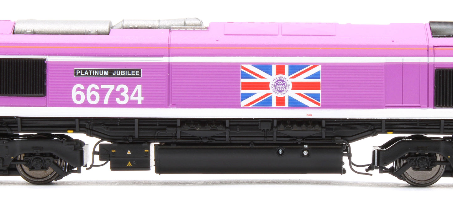 2D-066-006 Class 66 66734 Jubilee Pink "Platinum Jubilee" Diesel Locomotive