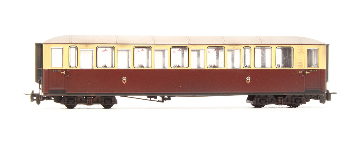 Pre-Owned Ffestiniog Railway 'Tin Car' Saloon Third No. 120 FR Crimson & Cream - Custom Weathered