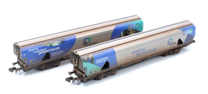 Custom Weathered Drax Power IIA-D Biomass Hopper Twin Pack (Northern Powerhouse Drax Livery) - Pack B