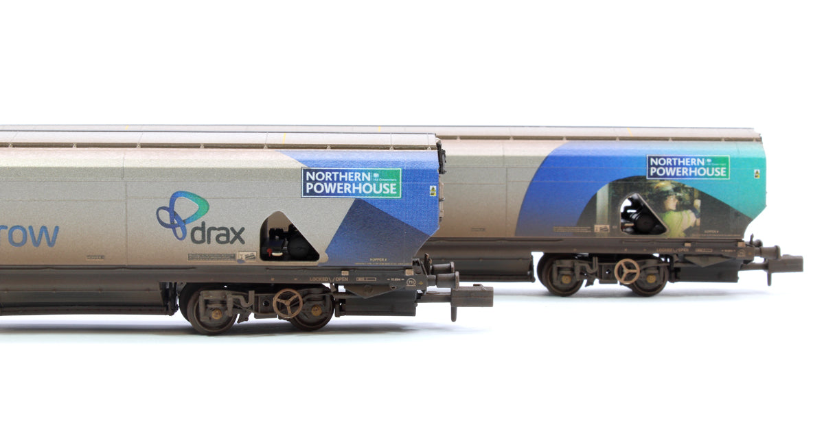 Custom Weathered Drax Power IIA-D Biomass Hopper Twin Pack (Northern Powerhouse Drax Livery) - Pack B