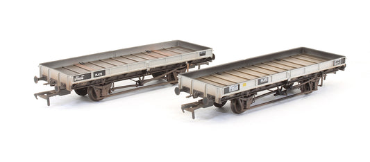 Pre-Owned Set Of 22 Ton Plate Wagons (Ex-Double Bolster) BR Grey - Exclusive Edition - Custom Weathered