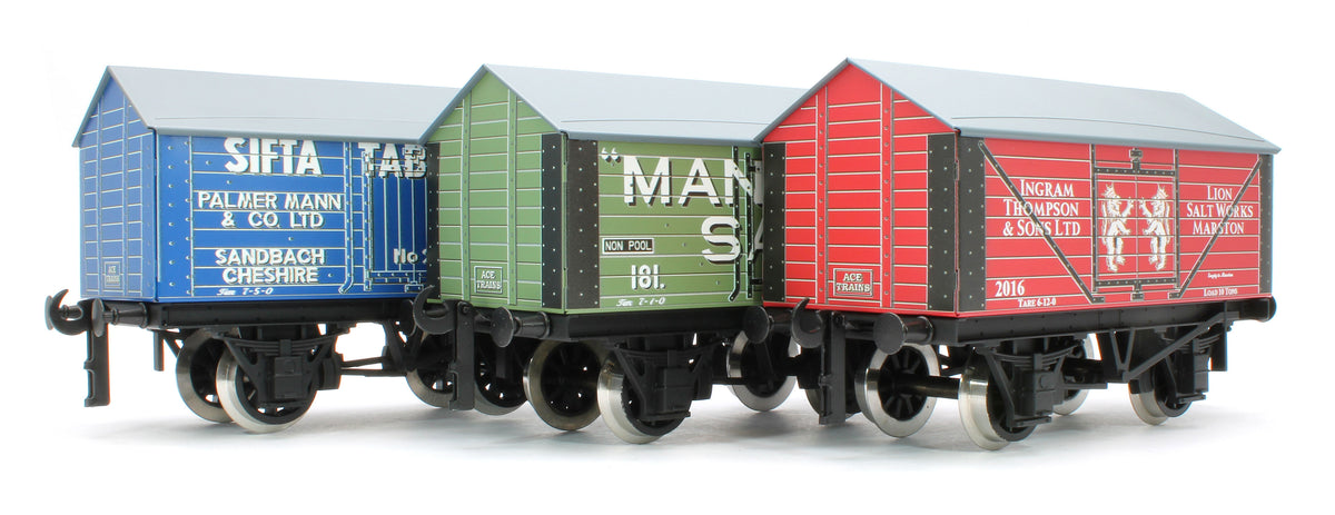 G/6-SV3 Set of 3 Private Owner Salt Wagons - Mangers Salt, Lions Salt, Sifta Salt - Set 3