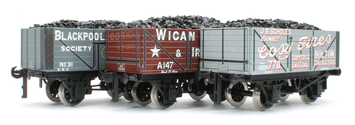 G/5-WS4 Set of 3 "North West" Private Owner Coal Wagons - Blackpool Co-operative, Wigan Coal, Cosy Fires